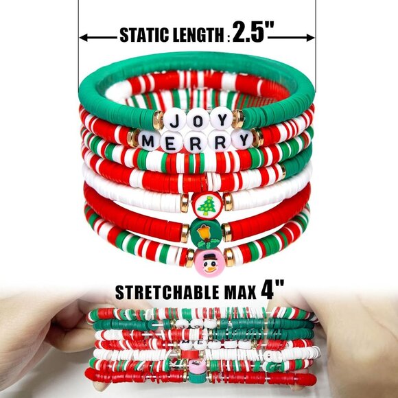 6-Pack Christmas Bracelets Candy-Style Stacks for Women & Teens Gifts - Picture 6 of 6
